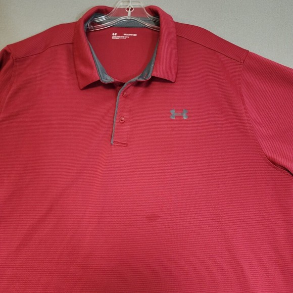 Under Armour Polo Shirt Mens 3XL Red Loose Short Sleeve - Picture 4 of 16
